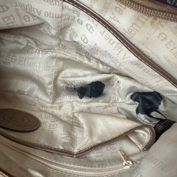 ETIENNE AIGNER VINTAGE Women’s Leather Shoulder Bag Bronze Gold Mid Size Purse - Picture 9 of 15